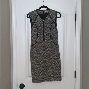Asymmetrical black and white zipper dress